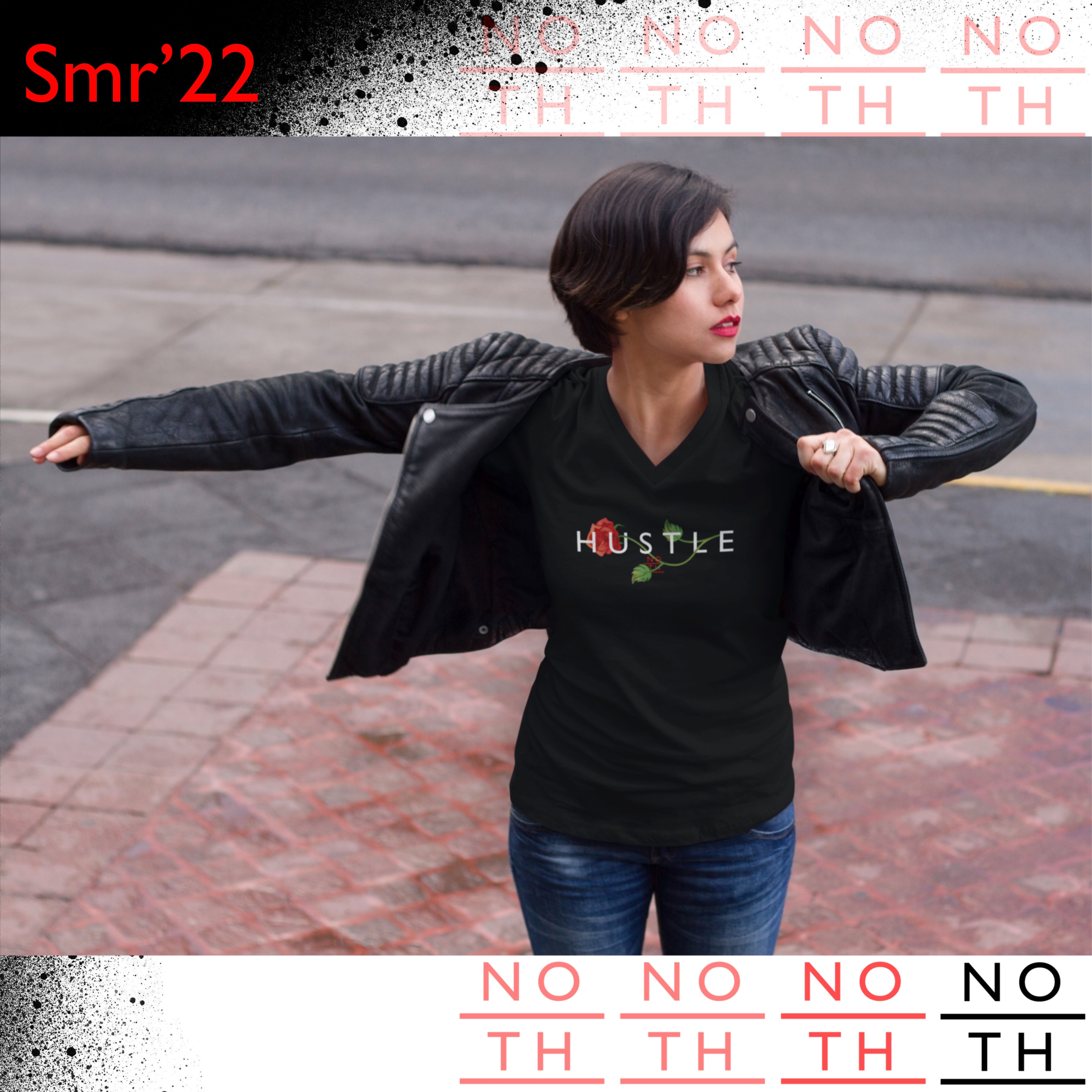 NOTH Hustle Rose V-neck Womens Tee